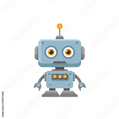 flat 2D icon vector illustrator a friendly robot head