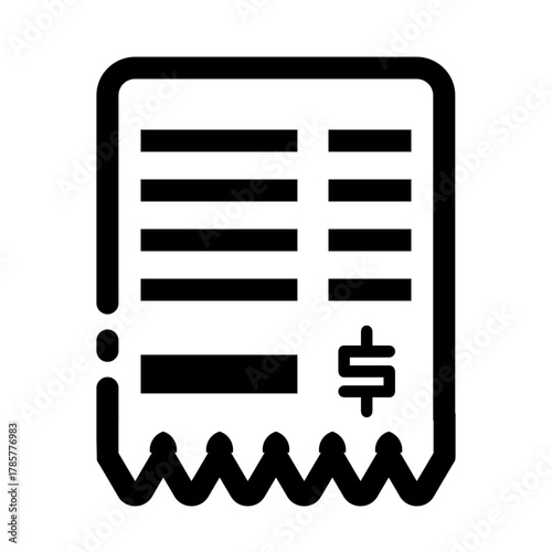 Simplified black and white receipt icon with dollar symbol