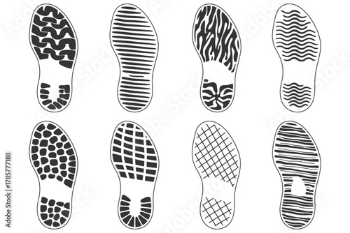 Shoe Print Boot Footstep Silhouette – Grunge Hiking Imprint Vector, Textured Mountain Boot Mark for Outdoor Logo, Trail Sign, Adventure Poster and Wilderness Design