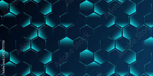 Abstract hexagon blue background banner futuristic business data technology modern concept, polygon shape lines connecting link dark blue contrast