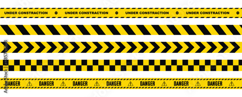 A series of yellow and black striped lines with the word Danger written on them