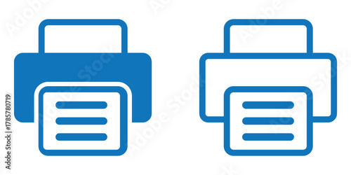 Printer icon and print symbol, fax sign.