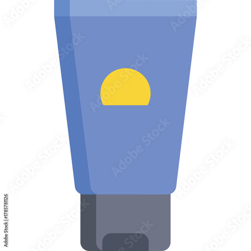 Tableau sur toile A Blue Tube Of Cream With A Yellow Sun Logo On A Transparent Background