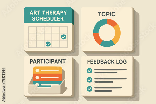 Art therapy tools: scheduler, topic, participant management, feedback log