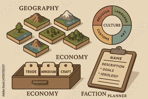 Worldbuilding elements: geography, economy, and faction planning guide