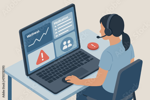 Asian female health advisor using laptop for wellness and medication consultation