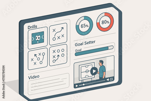 Soccer training dashboard with progress tracking and strategy modules