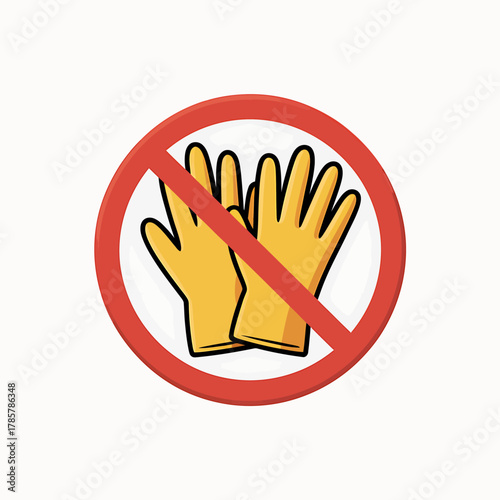 No gloves sign illustration for safety and hygiene regulations