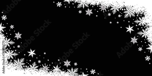 White snowflakes frosty frame winter holidays seasonal greeting