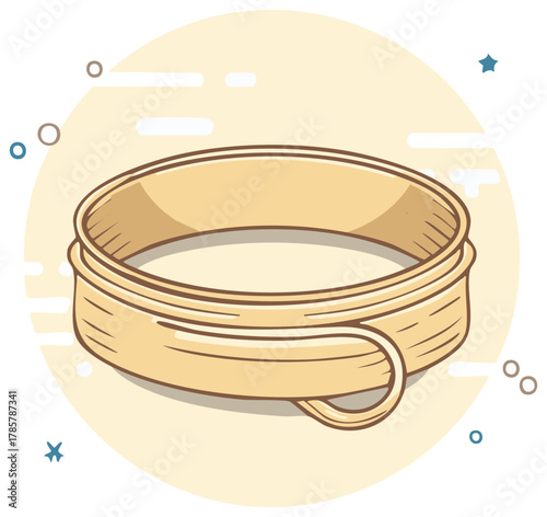 Cartoon kitchen colander design element, traditional round noodle strainer art object