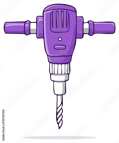Cartoon illustration of a purple heavy duty power drill or rotary hammer tool