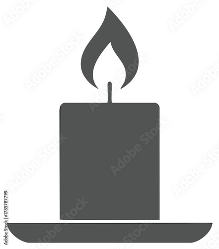 Silhouette illustration of a candle flame, a symbol of light and warmth.