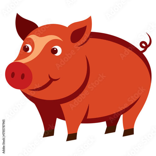 a cheerful orange pig with a friendly smile, no background vector file.