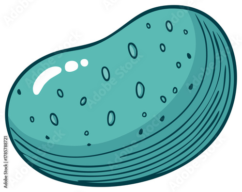 Bright blue glossy jelly bean cartoon graphic illustration sweet candy treat