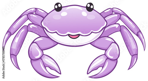 Cute Purple Crab Character Cartoon Illustration for Sea Life, Comic, Game, and Educational Purpose