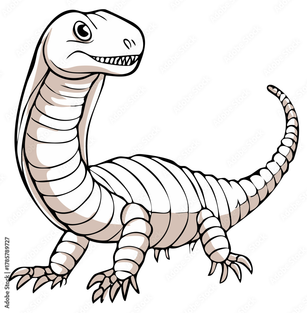 Fototapeta premium Funny cartoon apatosaurus dinosaur standing with a happy facial expression