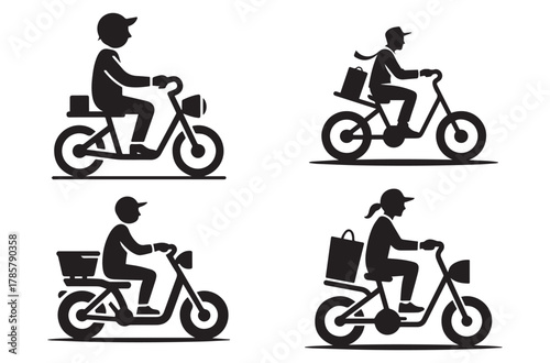 Ride Share Silhouette Icon Set. Vector Transportation, Carpool, and Mobility Symbols