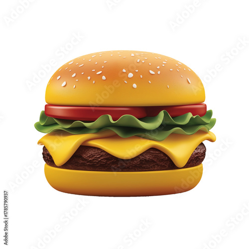 flat 3D vector illustrator of cheeseburger