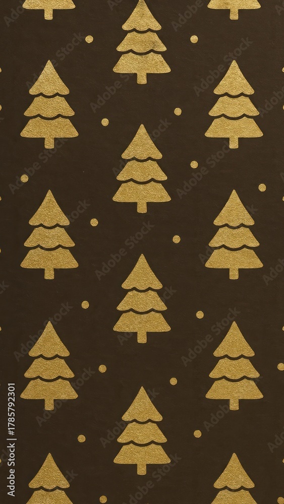 Obraz premium Golden trees festive holiday pattern mobile wallpaper