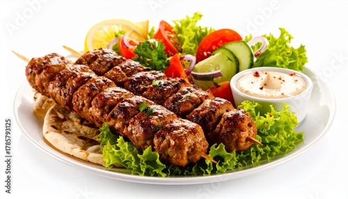 Egyptian Grilled Kofta Skewers with Dip

