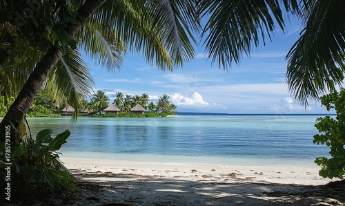 Fototapeta Naklejka Na Ścianę i Meble -  A serene Bora BPU island with clear blue waters, white sandy beaches 