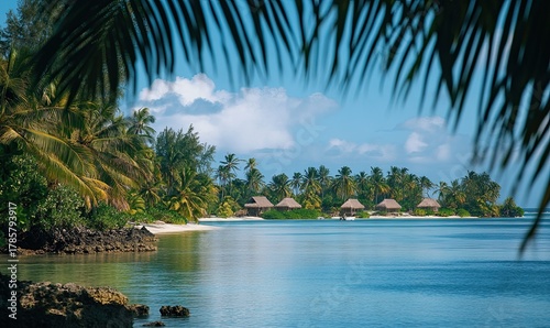 Fototapeta Naklejka Na Ścianę i Meble -  A serene Bora BPU island with clear blue waters, white sandy beaches 
