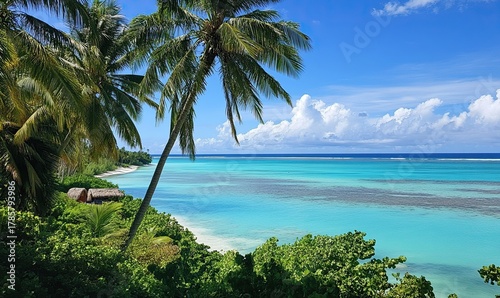 Fototapeta Naklejka Na Ścianę i Meble -  A serene Bora BPU island with clear blue waters, white sandy beaches 