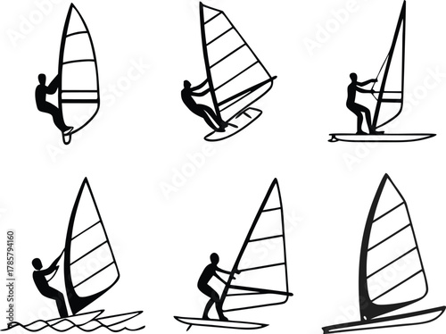 Dynamic windsurfers skillfully riding waves capturing the thrill of water sports adventure and active lifestyle pursuits