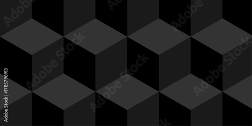 Seamless abstract black and gray background from cubes and lines. Geometric tiles and mosaic creative stylish seamless pattern block cube background. minimal hexagon Cubes mosaic shape vector design	