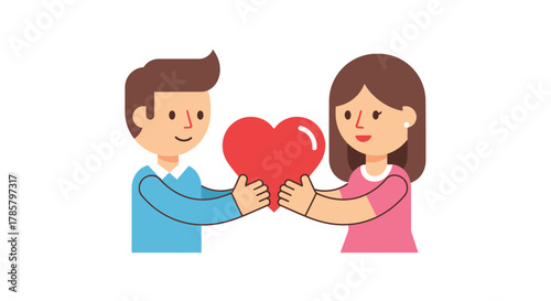 Couple presenting a heart symbol for romantic love and connection between relationships