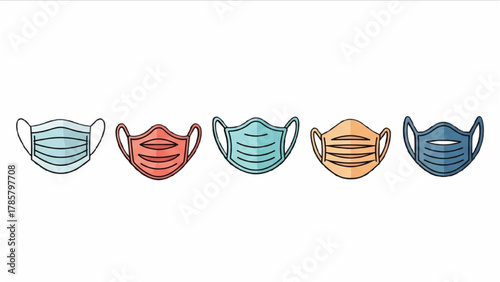 Collection of diverse protective face masks illustrating public health measures and safety protocols