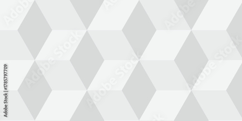 Seamless white geometric cube creative concept triangle overlapping overlap square technology texture. geometric digital cubes fabric and wallpaper grid block texture background.	
