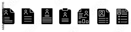 Resume icon vector set. CV illustration sign collection. dossier symbol. User logo. Web icons.