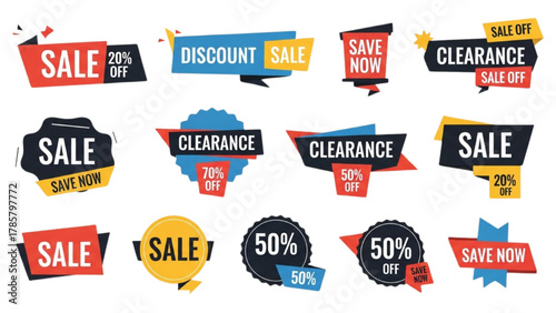 Colorful Sale Badges and Labels Perfect for Advertising and Promotion