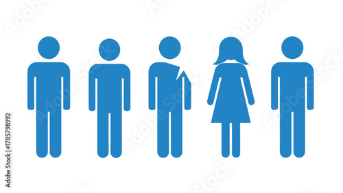Group of People Icons with Injured or Damaged Male Figure Vector Illustration