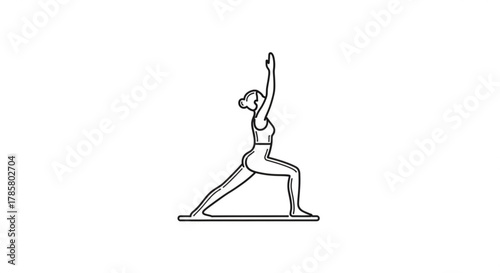 Woman in warrior pose, a yoga asana, the warrior pose is a standing asana in modern yoga as exercise