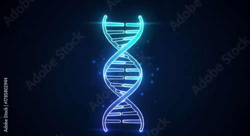 Futuristic glowing dna double helix structure on dark background genetic research and biotechnology concept scientific symbol of life