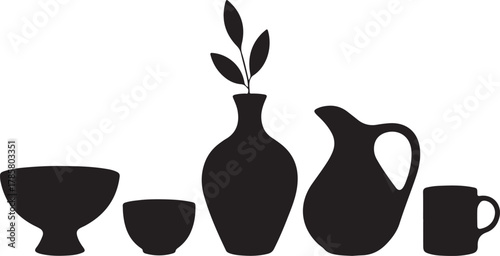 Minimalist Ceramics Silhouette with Bowls Pitchers Mugs and Sculptures