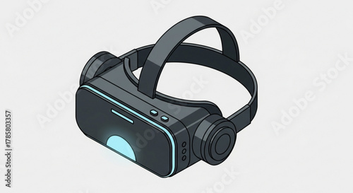 Isometric illustration of a virtual reality headset, a device that allows the user to experience a computergenerated reality world