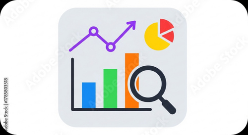 Colorful business data analysis charts and graphs on computer screen for presentation and report