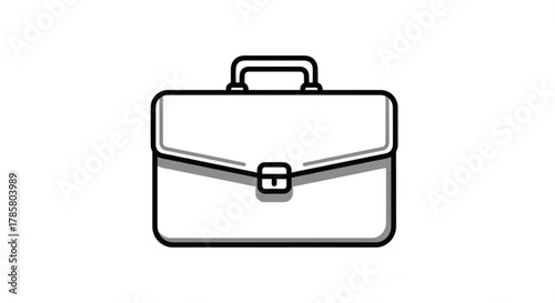 Simple black and white line art illustration of a briefcase, symbolizing business, career, and professionalism