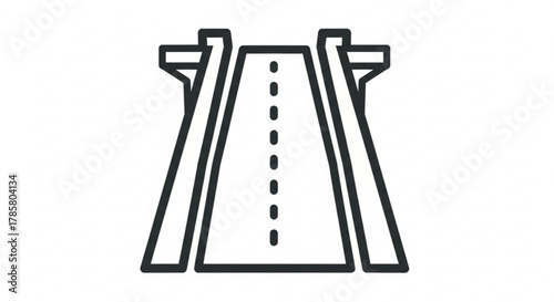 Minimalist illustration of a straight road with a bridge, emphasizing simplicity, direction, and modern infrastructure design