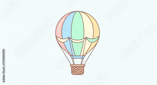 Hot air balloon colorful balloon with basket for travel and adventure romantic flight in the sky