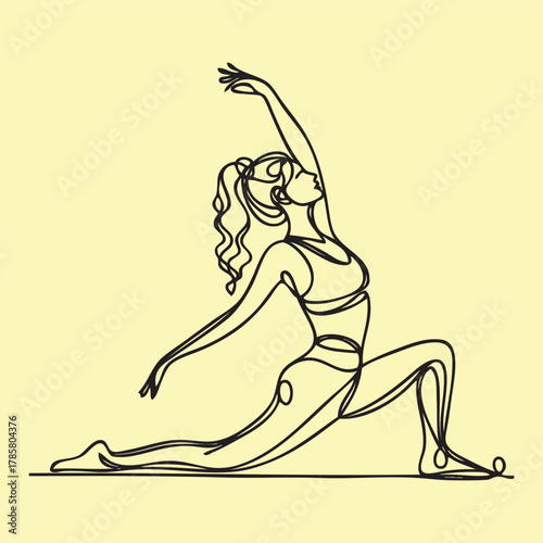 Yoga one line.A beautiful girl doing yoga. Vector illustration.
