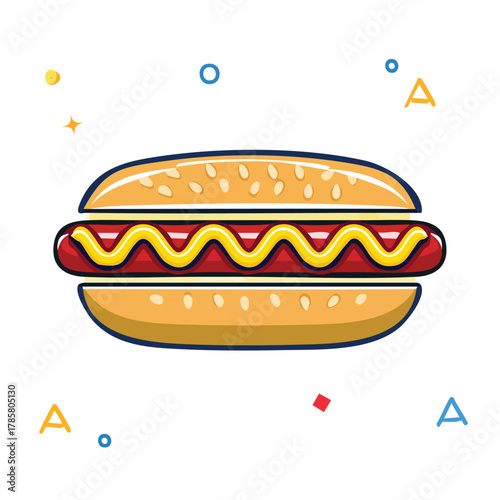 Delicious Hot Dog with Mustard and Sesame Seed Bun, a Classic American Fast Food Item