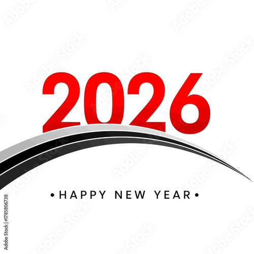 Modern 2026 Happy New Year Typography Silhouette Design