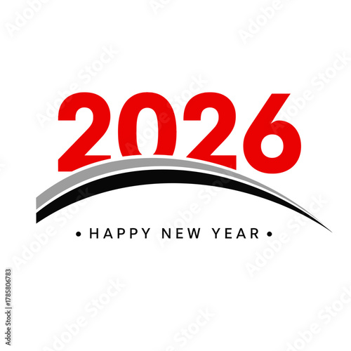 Modern 2026 Happy New Year Typography Silhouette Design