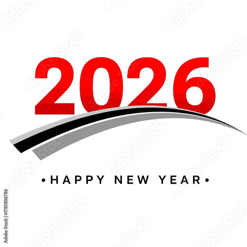 Modern 2026 Happy New Year Typography Silhouette Design