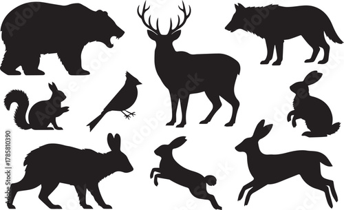 Collection of wild animal silhouettes