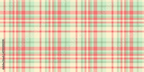 Fashioned pattern plaid fabric, checker textile background texture. Business check tartan vector seamless in light and red colors.